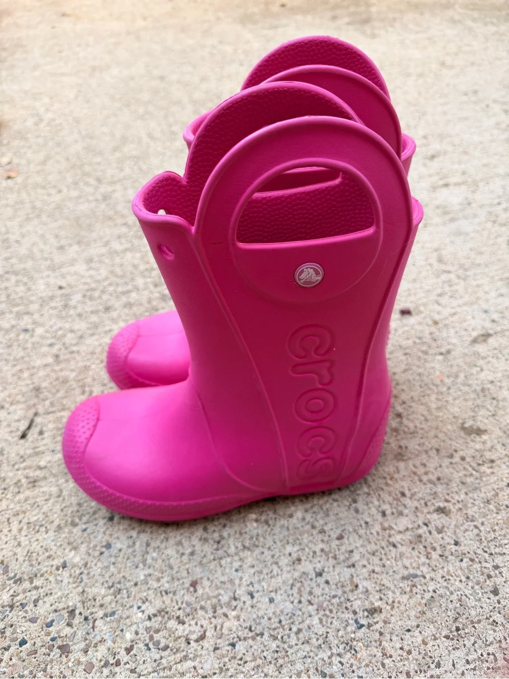 CROCS Kids' Bright Pink Rain & Snow Boots with Easy Pull Handles